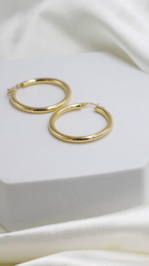 jewelry storesReal Gold Plain Hoop Earring 18K