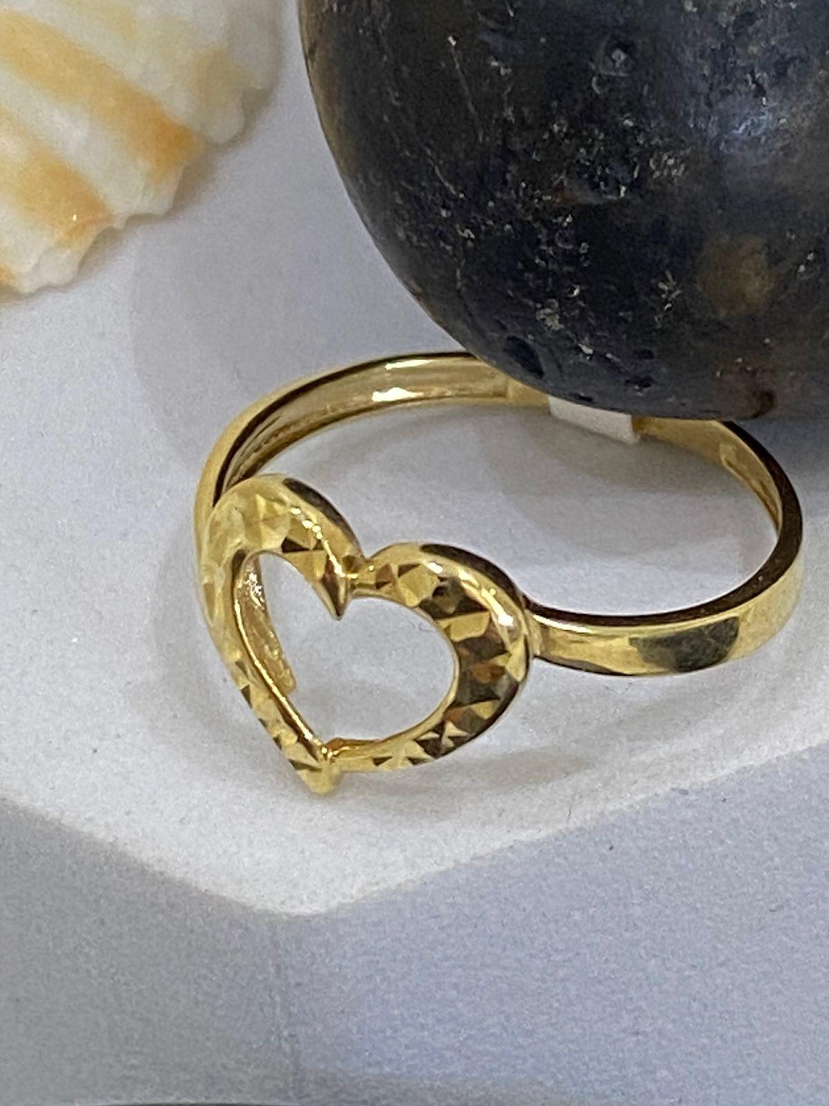 Real Gold Heart Ring 18K (Size: 8)1.63 gms