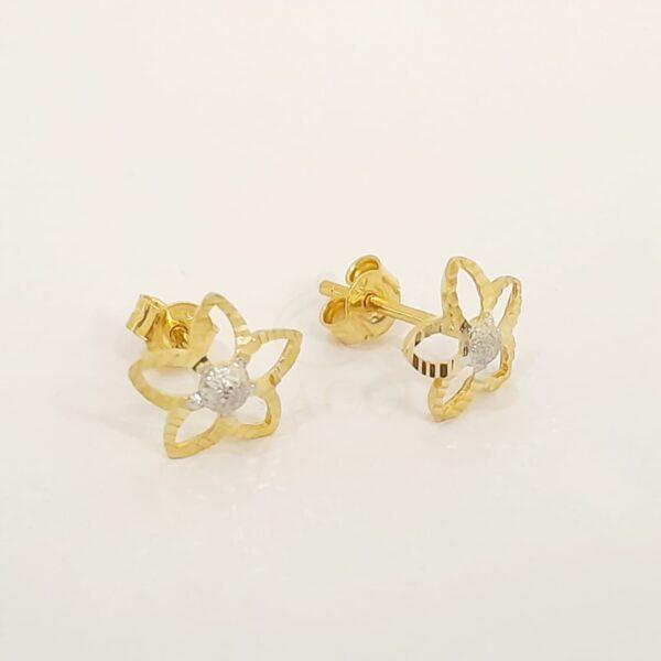 Real Gold Flower Stud Earring 18k 1.06/1.10 gms - Image 3