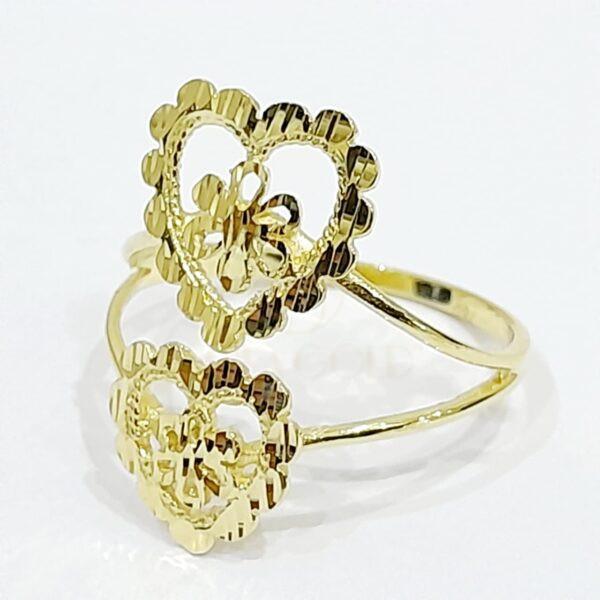 18k Gold Double Heart Ring ( Size 7 ) 2.26 gms - Image 2