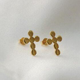 Real Gold Cross Stud Earring 18k(1.17 gms)