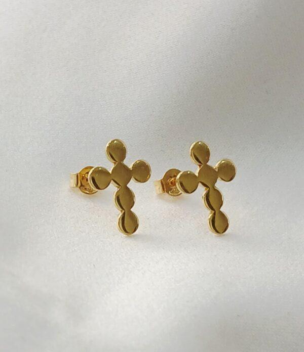 Real Gold Cross Stud Earring 18k(1.17 gms)