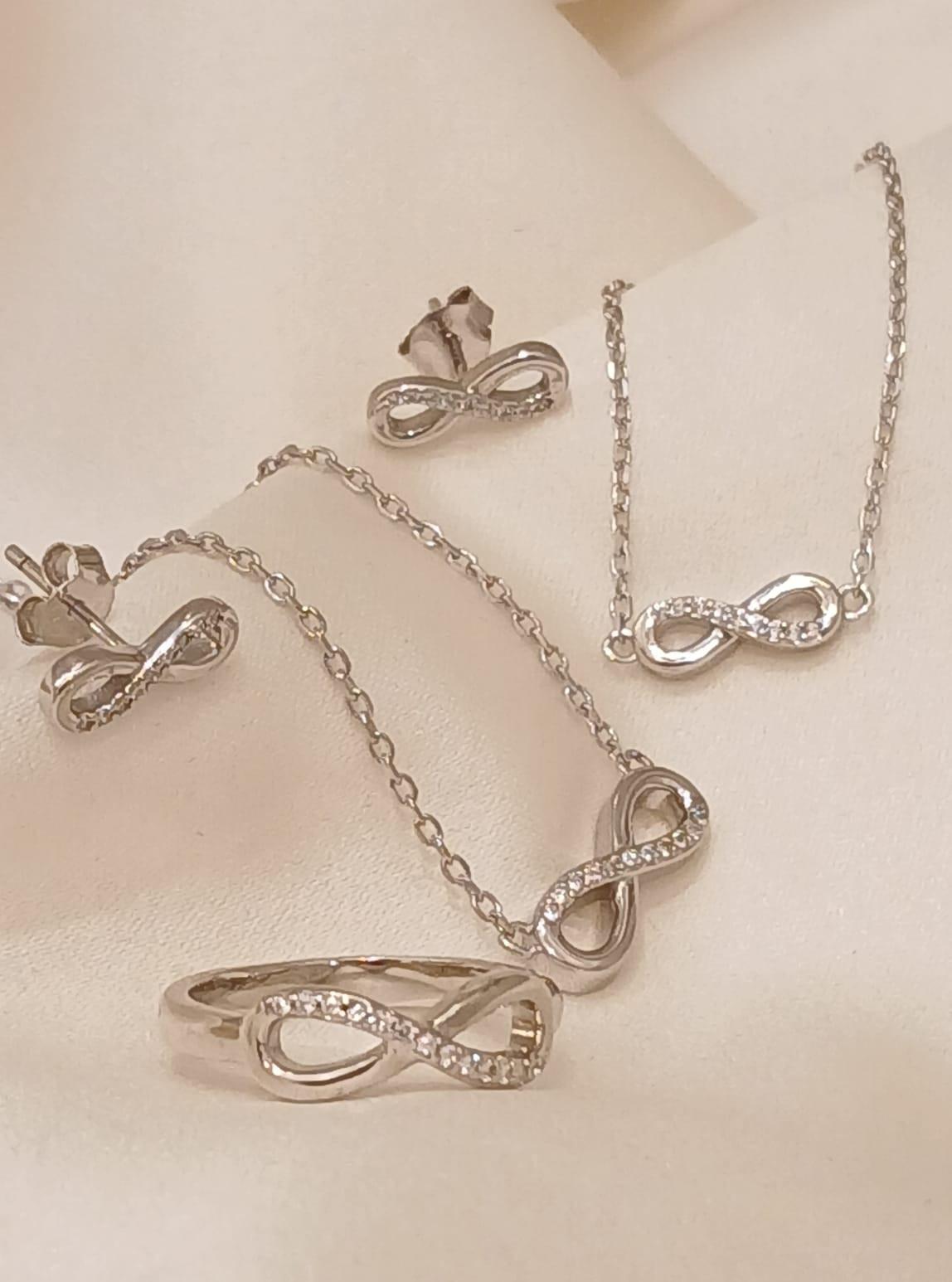 925 Real Silver Set Infinity (Necklace/Earring/Ring/Bracelet) 8.84 gms