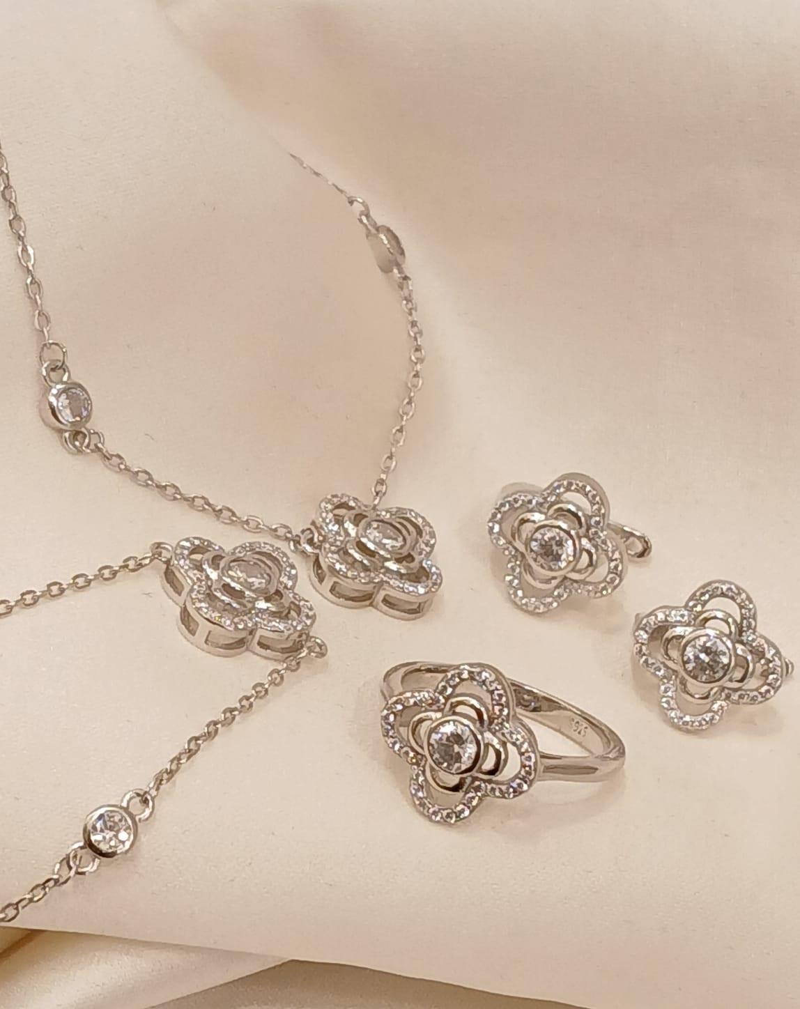 925 Real Silver FullSet (Necklace/Earring/Ring/Bracelet) 11.97 gms