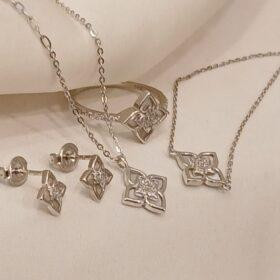 925 Real Silver FullSet (Necklace/Earring/Ring/Bracelet)6.45 gms