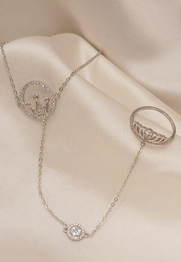 Real Silver Crown Bracelet Ring Chain 925 (Cuff) 5.42 gms