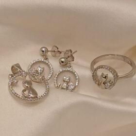 925 Real Silver Cat Half Set (Pendant/Earring/Ring)7.12 gms