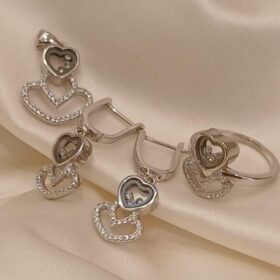 925 Real Silver Half Set Heart (Pendant/Earring/Ring)13.90 gms