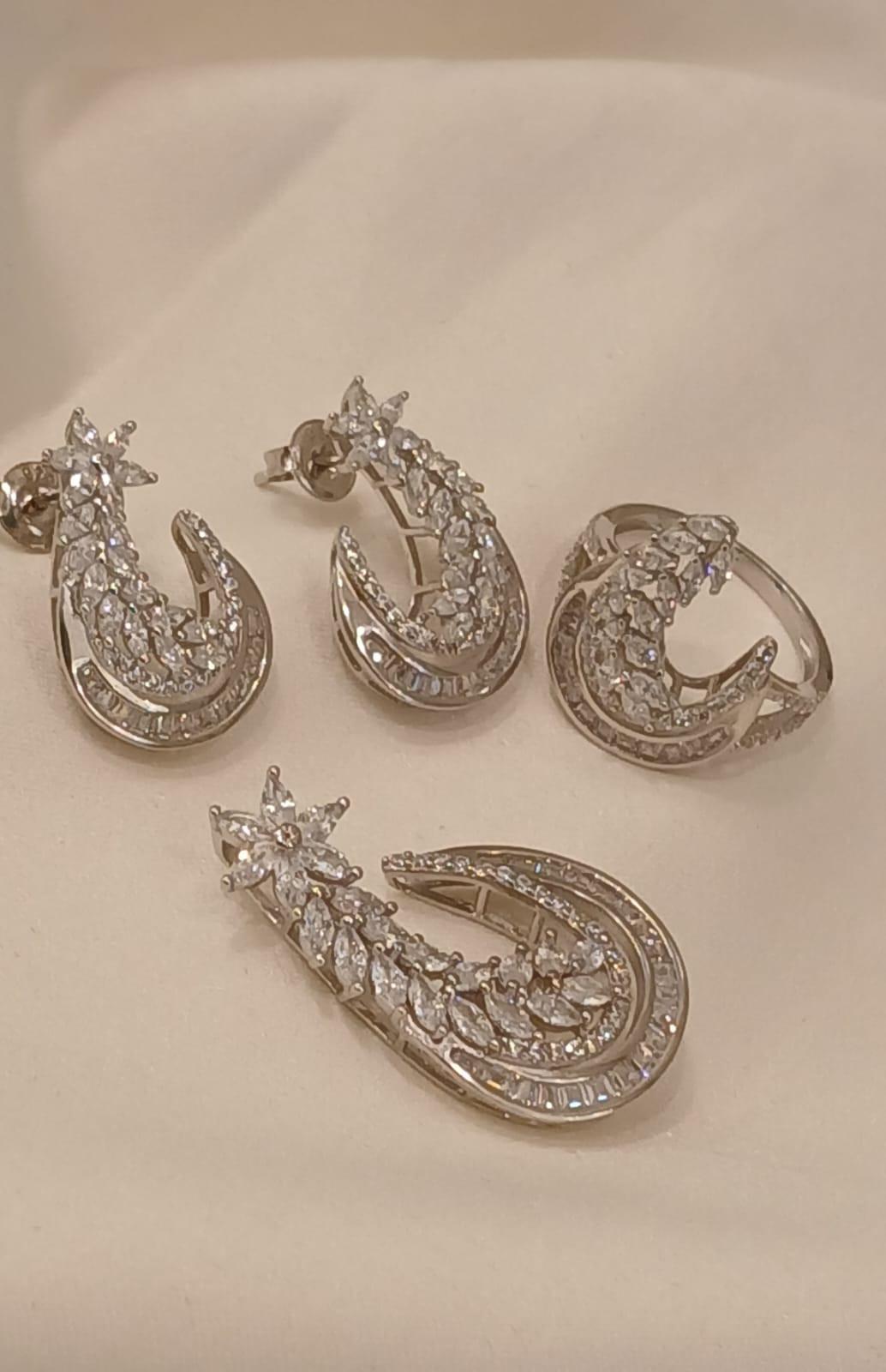 925 Real Silver Half Set (Pendant/Earring/Ring)11.44 gms