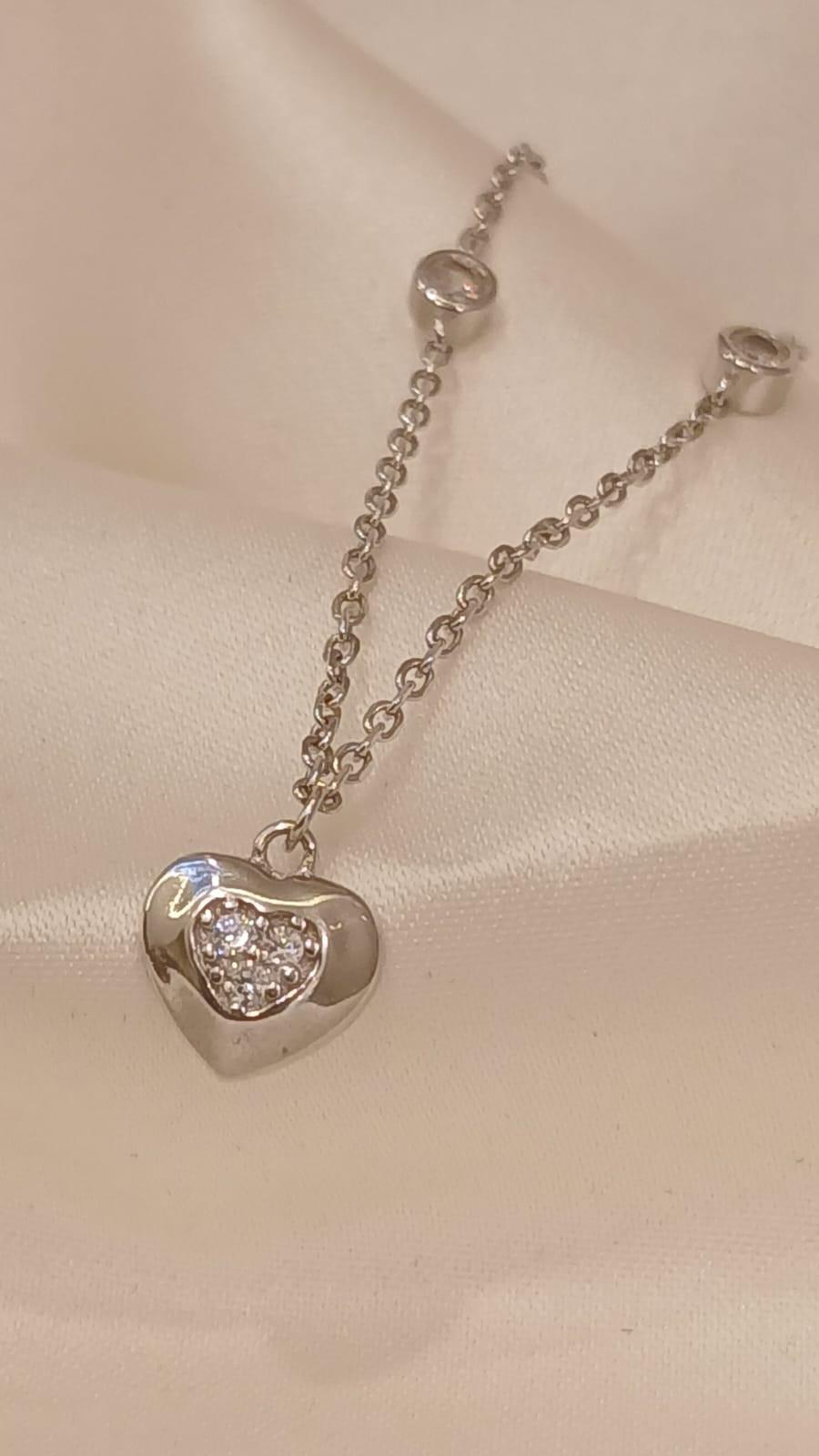 Real Silver Heart Design Anklet 925 (4.41 gms)