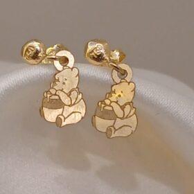 Real Gold Pooh Stud Earring 18k(0.81 gms)