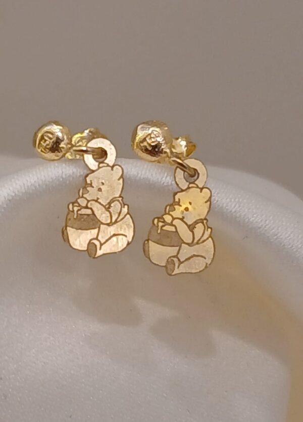 Real Gold Pooh Stud Earring 18k(0.81 gms)