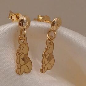 Real Gold Pooh Stud Earring 18k(0.73 gms)