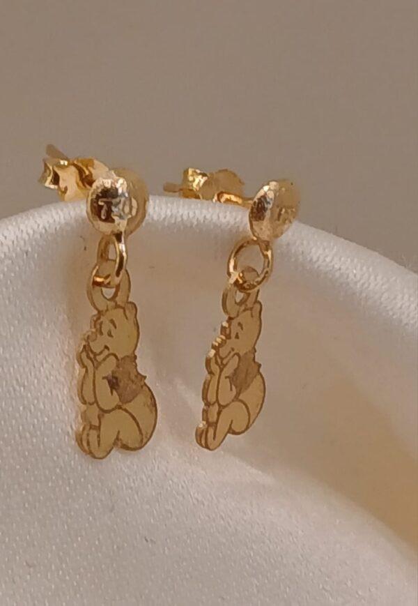 Real Gold Pooh Stud Earring 18k(0.73 gms)