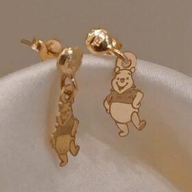 Real Gold Pooh Stud Earring 18k(0.69 gms)