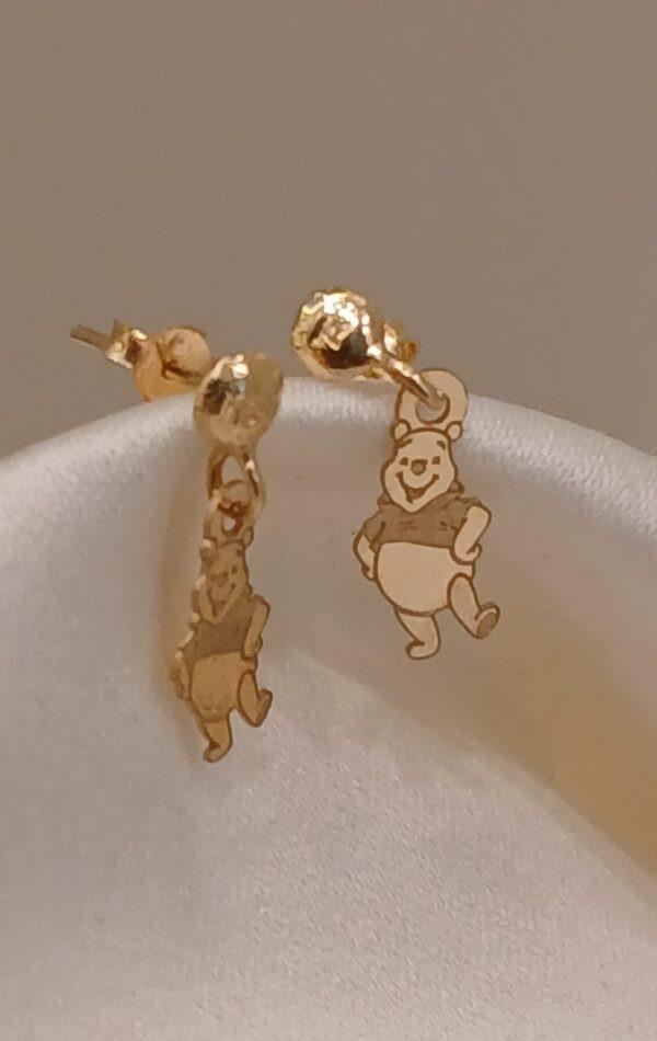 Real Gold Pooh Stud Earring 18k(0.69 gms)