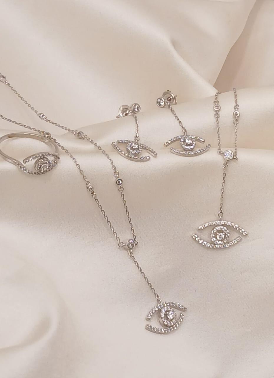 925 Real Silver Eye Full Set (Necklace/Earring/Ring/Bracelet) 10.36 gms