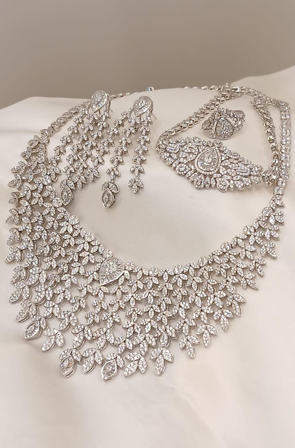 925 Real Silver Full Set (Necklace/Earring/Ring/Bracelet) 119.56 gms