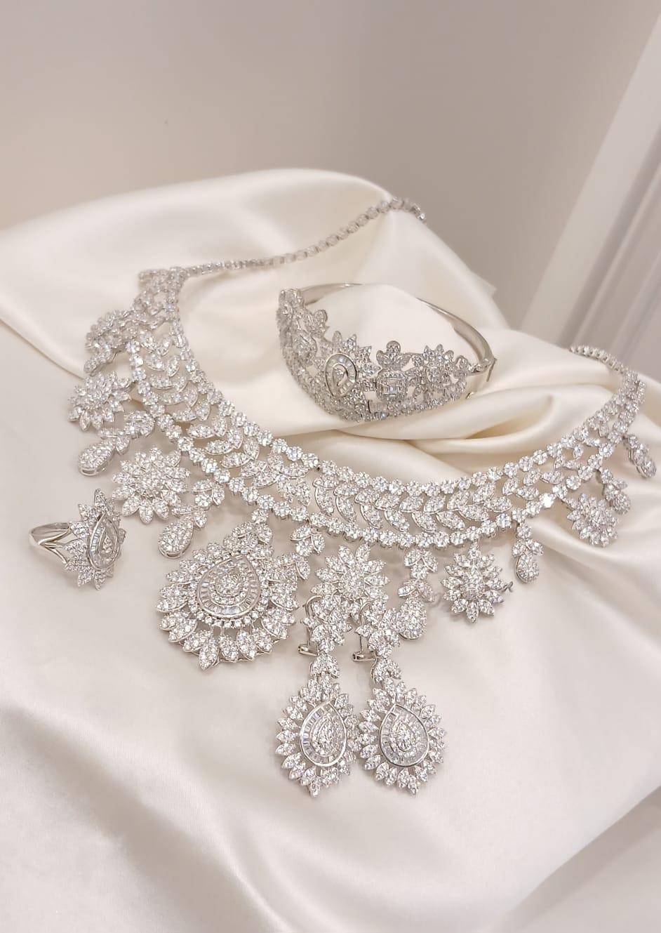925 Real Silver FullSet (Necklace/Earring/Ring/Bangle)127.62 gms