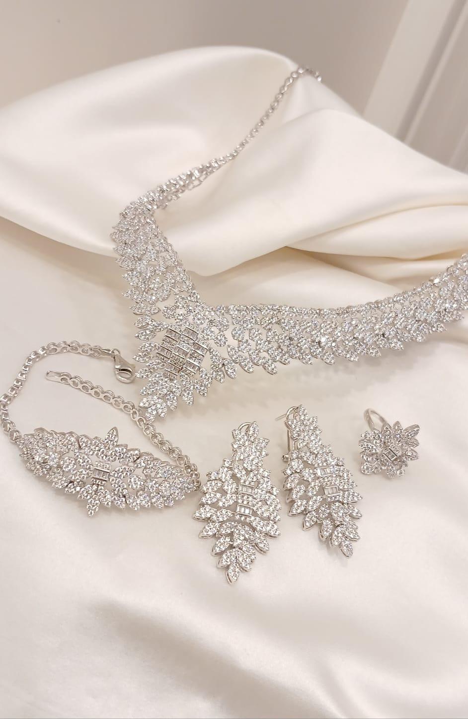 925 Real Silver FullSet (Necklace/Earring/Ring/Bracelet)64.27 gms