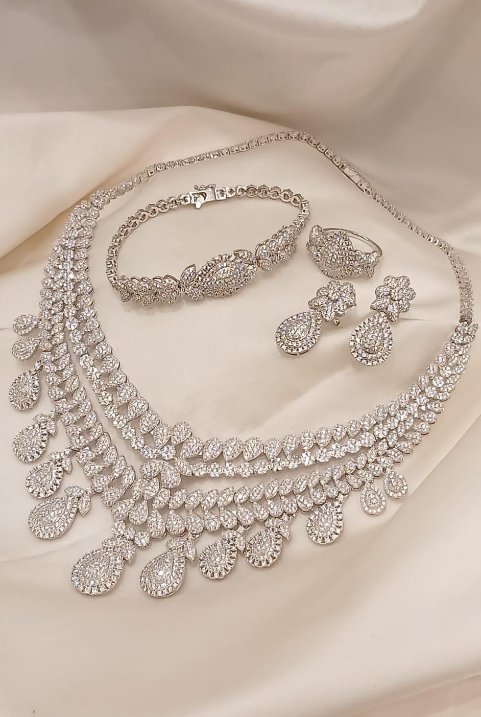 925 Real Silver FullSet (Necklace/Earring/Ring/Bracelet)102.26 gms