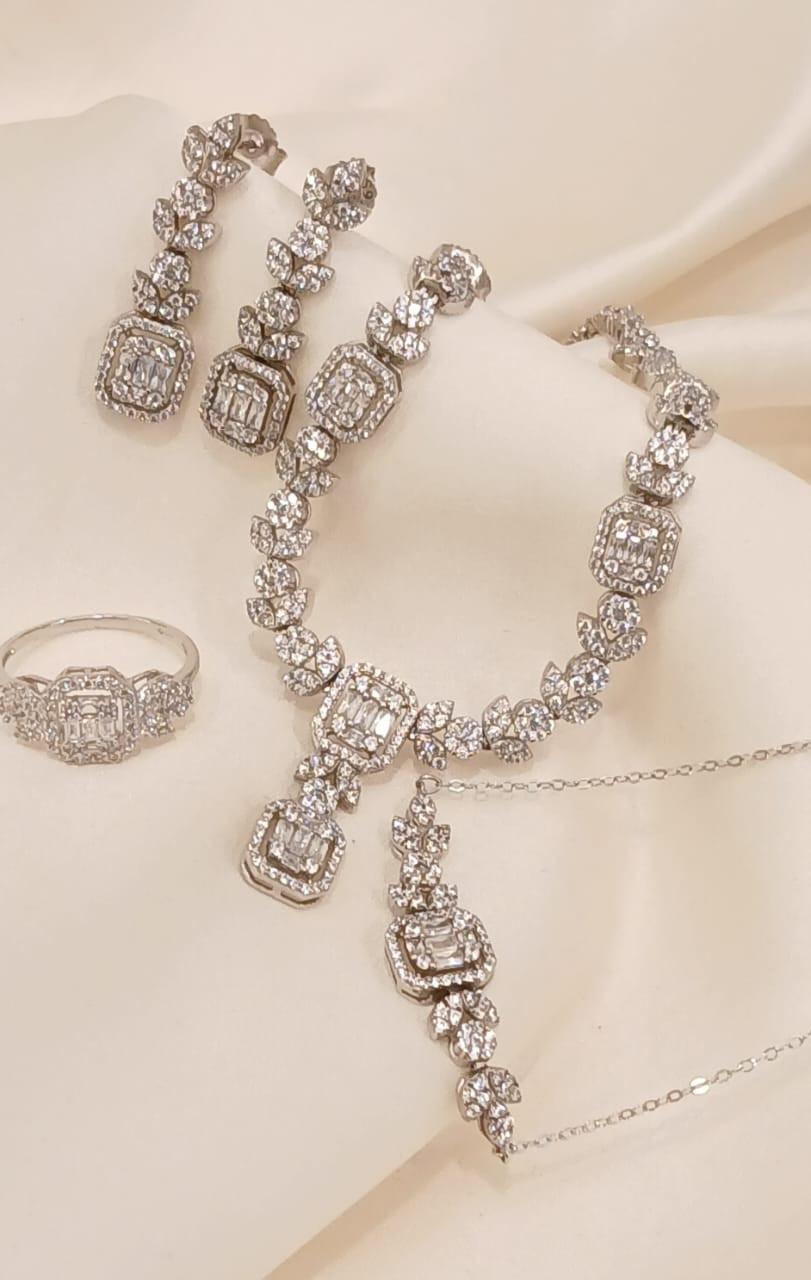 925 Real Silver Full Set (Necklace/Earring/Ring/Bracelet) 24.29 gms