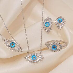 925 Real Silver Eye Full Set (Necklace/Earring/Ring/Bracelet) 6.95 gms