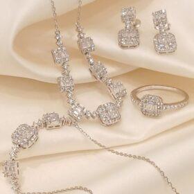 925 Real Silver Full Set (Necklace/Earring/Ring/Bracelet) 14.44 gms