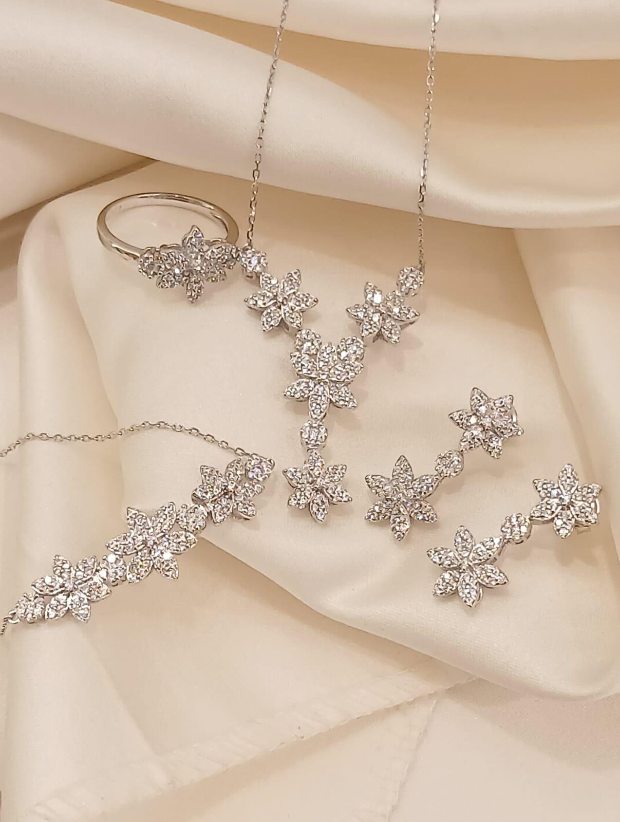 925 Real Silver Full Set (Necklace/Earring/Ring/Bracelet) 13.89 gms